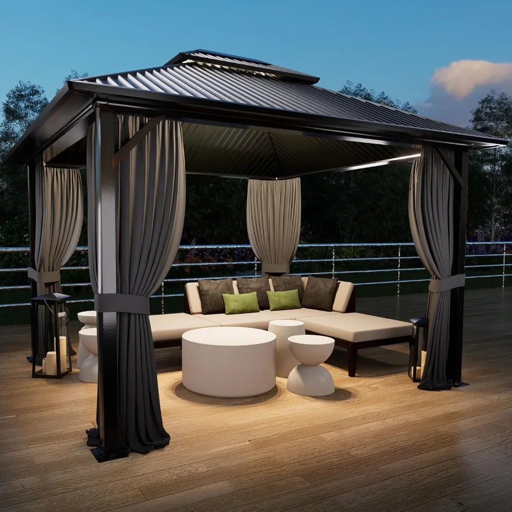 Sostituzione della tenda del Gazebo pareti laterali universali a 4 pannelli 12 'x 14', tende per la Privacy del Gazebo del Patio con doppia cerniera, sostituzione