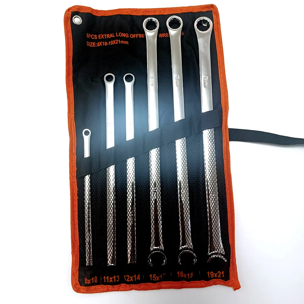 6 Pcs Extra Long Double Ring Box End Spanner Aviation Wrench Set Strong Power Less Effort Metric 8mm-19mm