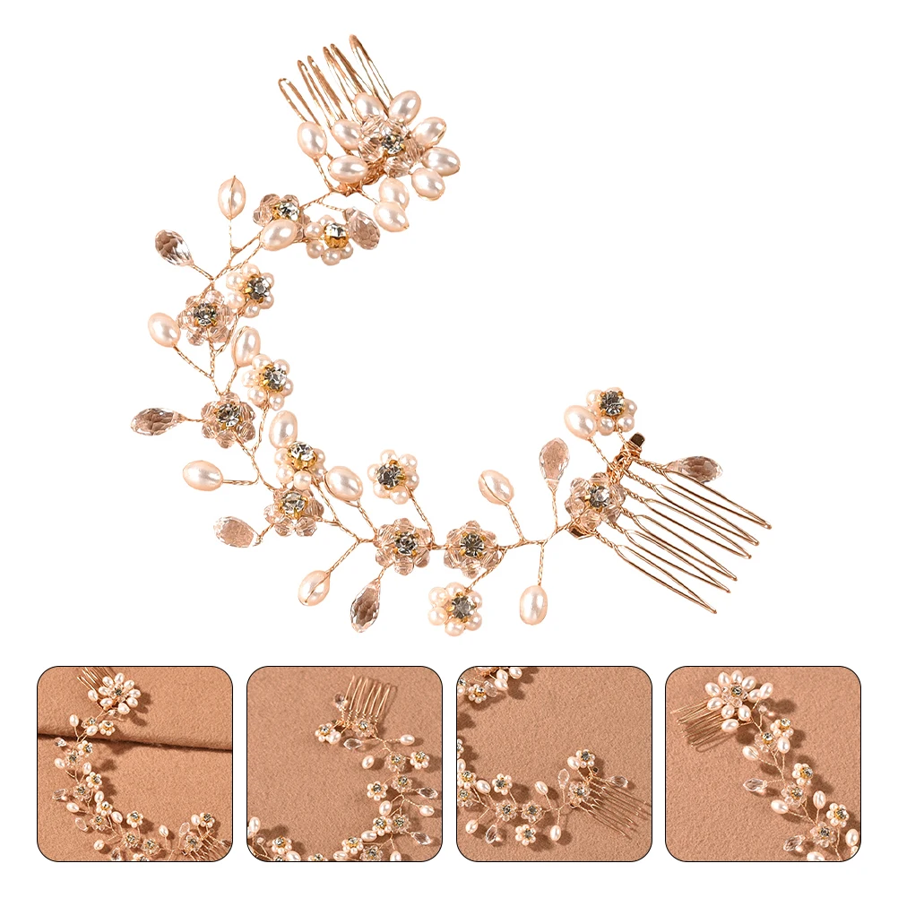 

Хрустальная расческа для волос, свадебный головной убор, свадебный аксессуар, цветочный дизайн, золотой элегантный жемчуг, аксессуары для волос из цинкового сплава для особых случаев