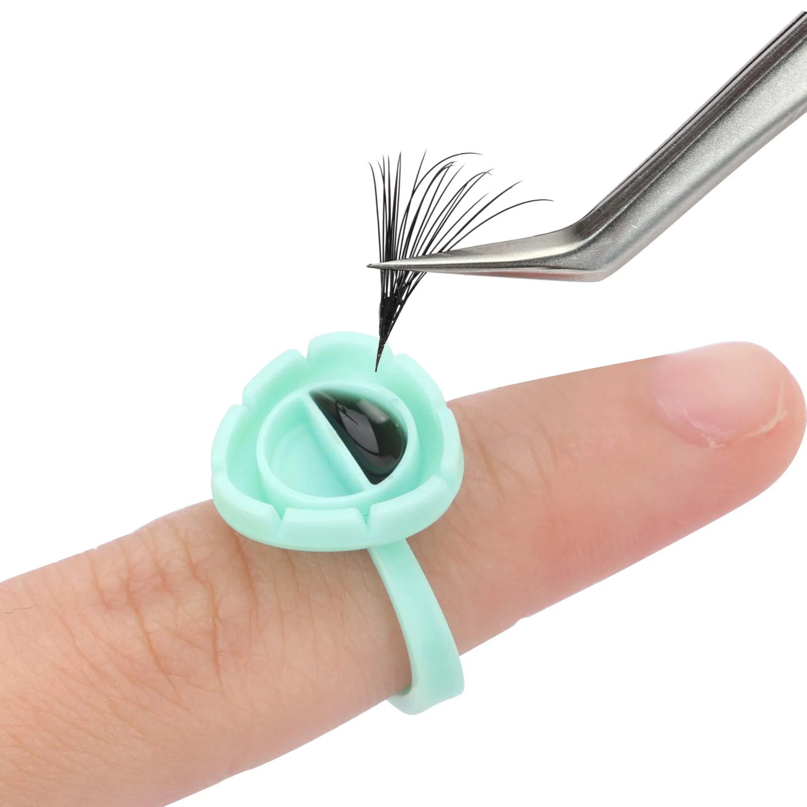 

100Pcs Lash Glue Holder Professional Eyelash Extension Cup Safe and Nice to Use Ring Cup Tattooing Ring Cups Eyelash Makeup Tool
