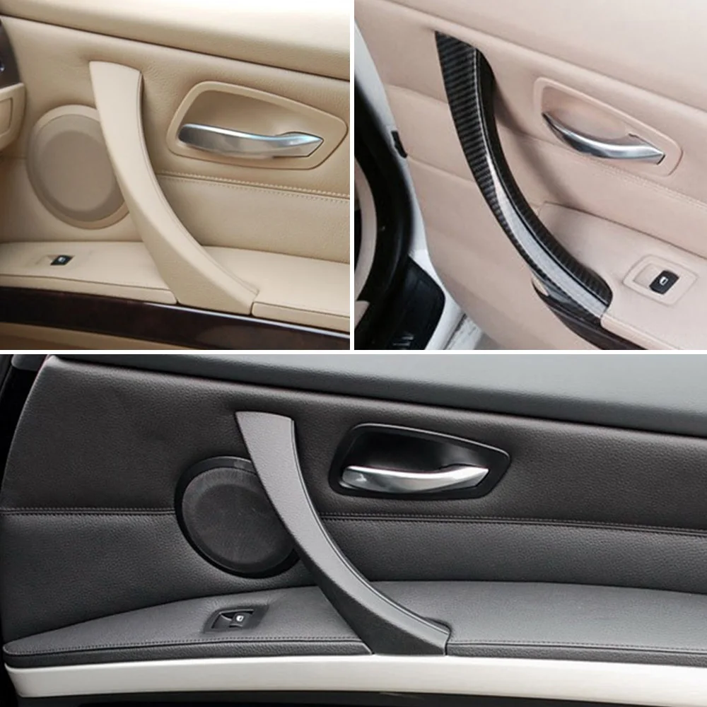 Beige Black Gray Carbon Left Right Car Inner Handle Interior Door Panel Pull Trim Cover E90 E91 E92 316 318 320 325 328i