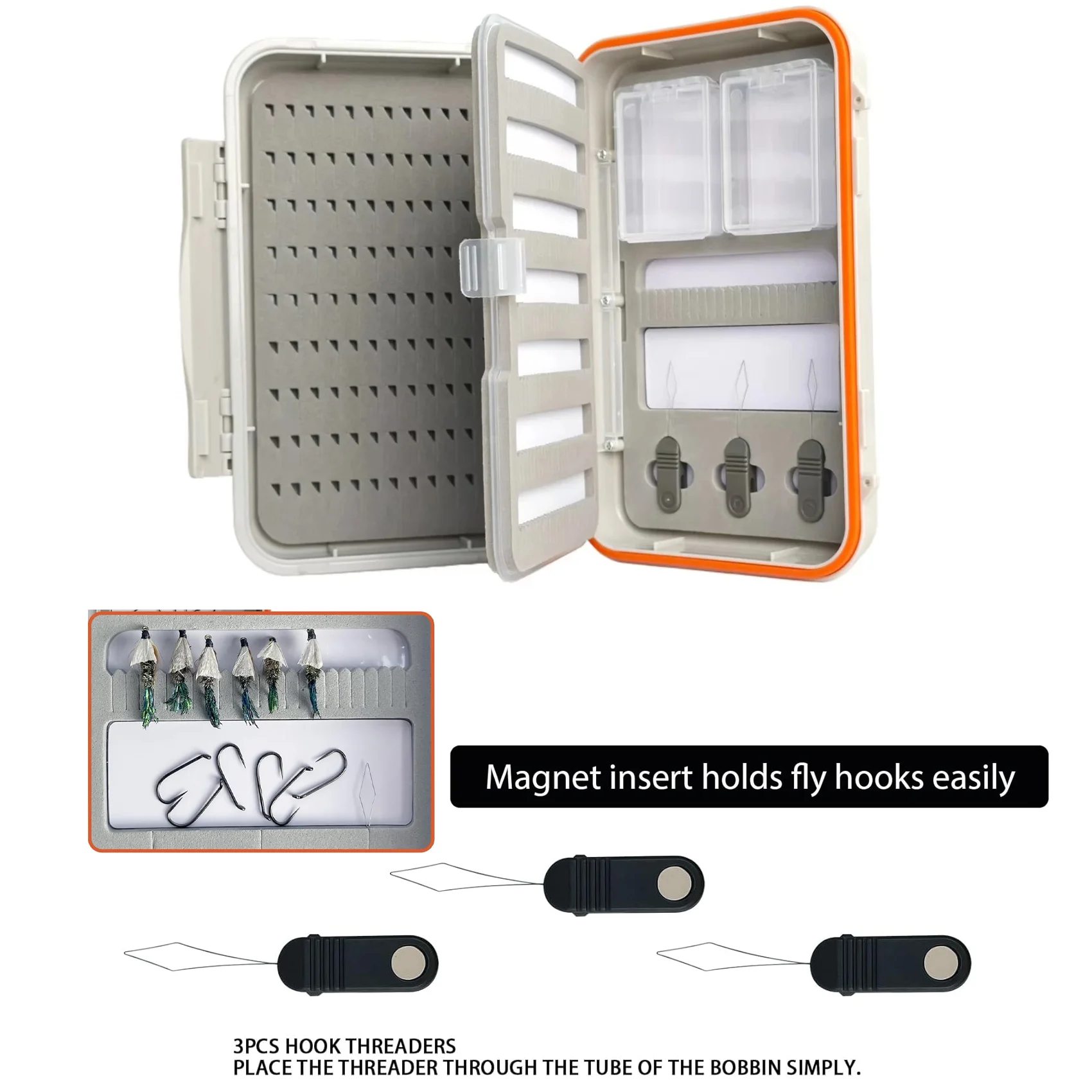 Aventik – boîte à mouches étanche avec mousse à 4 couches, mallette de rangement légère pour matériel de pêche à la mouche ABS Portable