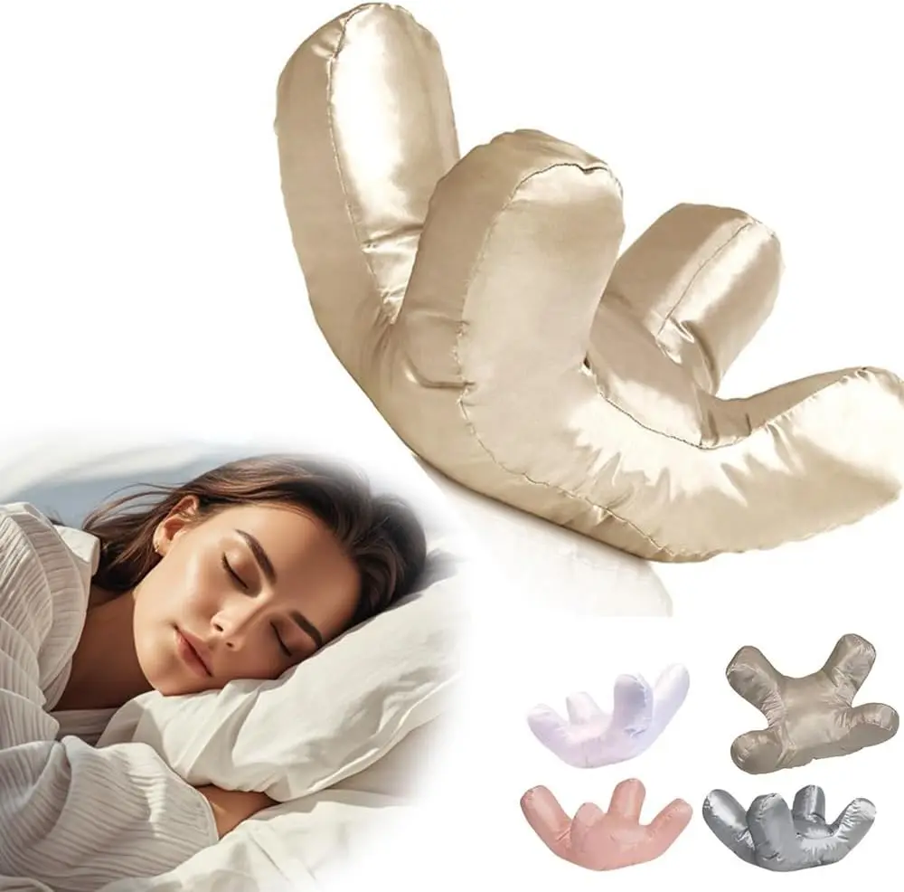 Anti-wrinkle beauty pillow side sleep and prone multi-purpose face pillow (gold)