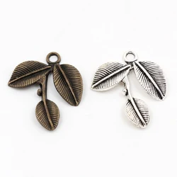 27x23mm 10pcs Antique Silver Plated and Bronze Plated Leaf Style Handmade Charms Pendant:DIY for bracelet necklace