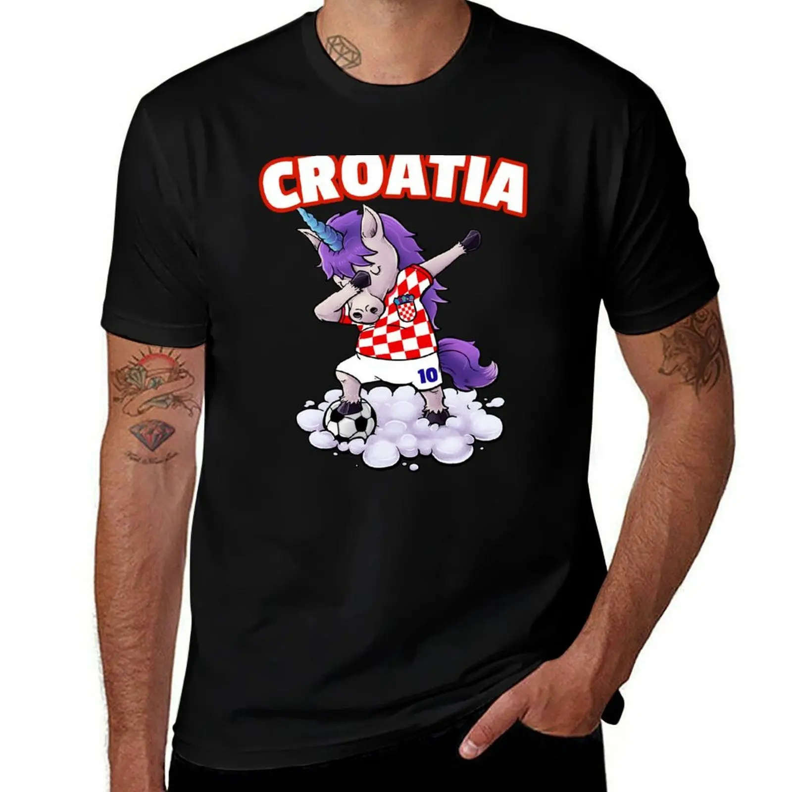 Dabbing Soccer Unicorn Funny Croatia Soccer Kids - Croatian Football T-Shirt Casual Holiday Short Sleeve Tee T-Shirt
