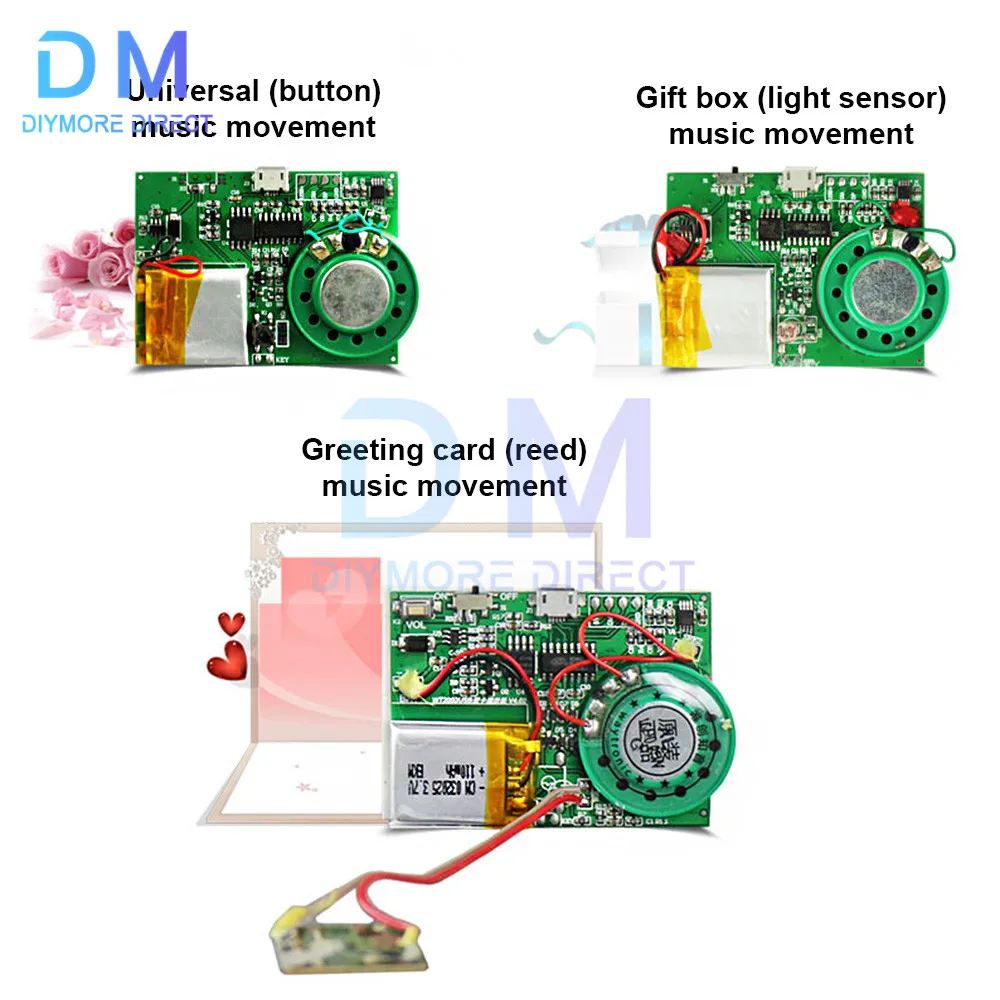 Módulo de grabadora de grabación, módulo de sonido, botón pulsador/Control de luz activado, 8M de capacidad, celda Micro USB alimentada para tarjeta