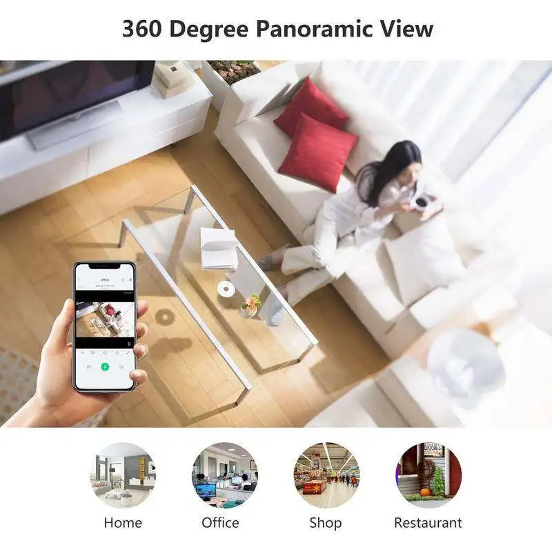 Imagem -05 - Câmera ip Panorâmica Fish Eye 360 Graus 1080p Wifi Cctv 3d Vídeo vr Áudio Controle Remoto Monitoramento Doméstico Segurança Cctv V380