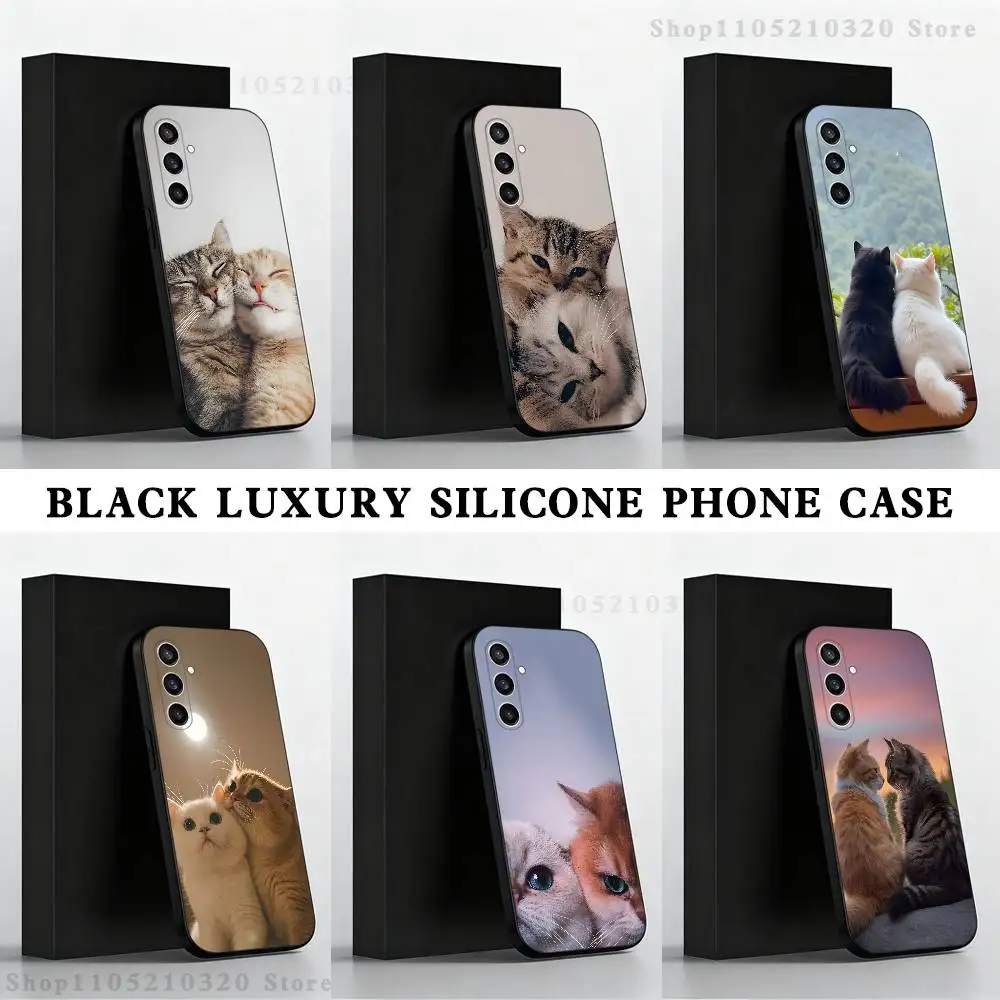 

Cat Couple Phone Case For Samsung S25,S24,S23,S22,S21,S20,S10,Ultra,Plus,Lite,FE,Soft Silicone Black Cover