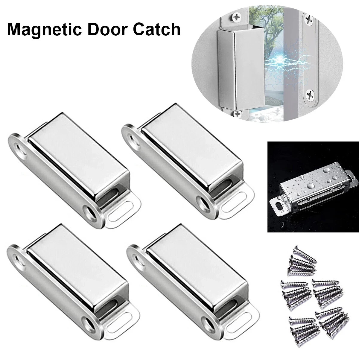 Magnetic Door Catch Strong Heavy Duty Cupboard Magnets Kitchen Cabinet Catches Magnet Latches Stainless Steel For Door Cupboard