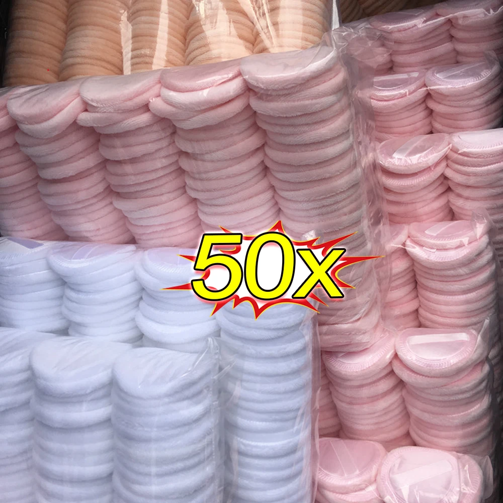 50pcs Round Cosmetic Puff Set Makeup Sponges Foundation Loose Powder Women Powder Puff Makeup Tools Cheap Korean Make Up Tools