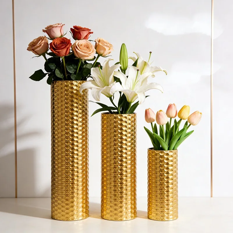 Set of three wrought iron vases for cross-border delivery hotel bed and breakfast living room household shop entrance decoration