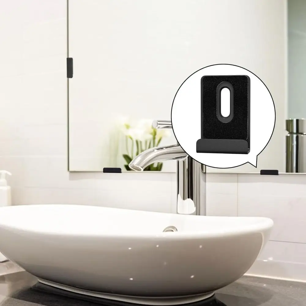 4pcs 304 Stainless Steel Mirror Clips Included Screws Matte Black Mirror Holder Rubber Pads Mirror Brackets Bathroom Mirror