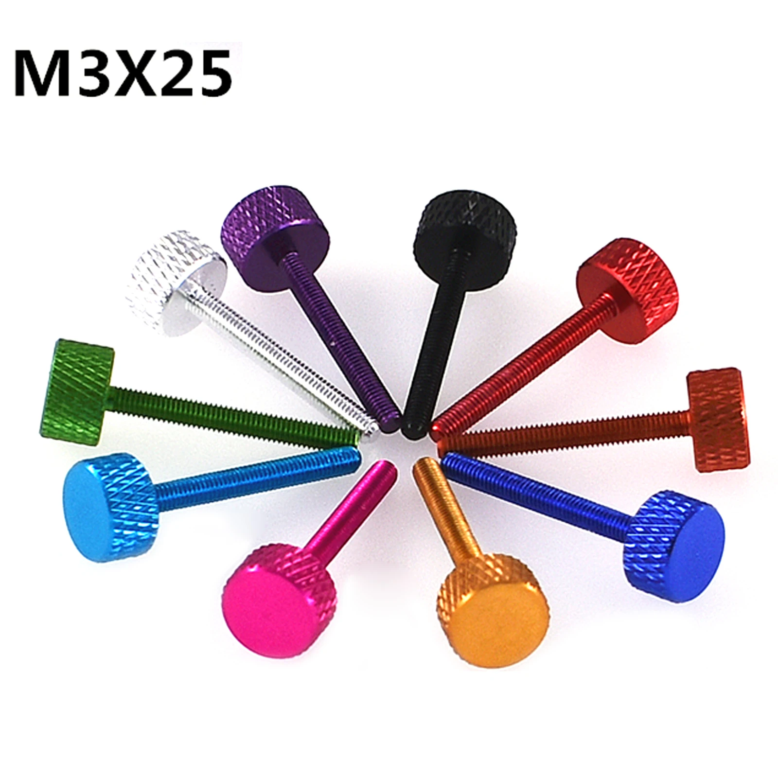 M3 Knurled Thumb Screws Color Aluminum Alloy Round Hand Grip Knob Bolts Length 3- 10mm For DIY PC Computer Case