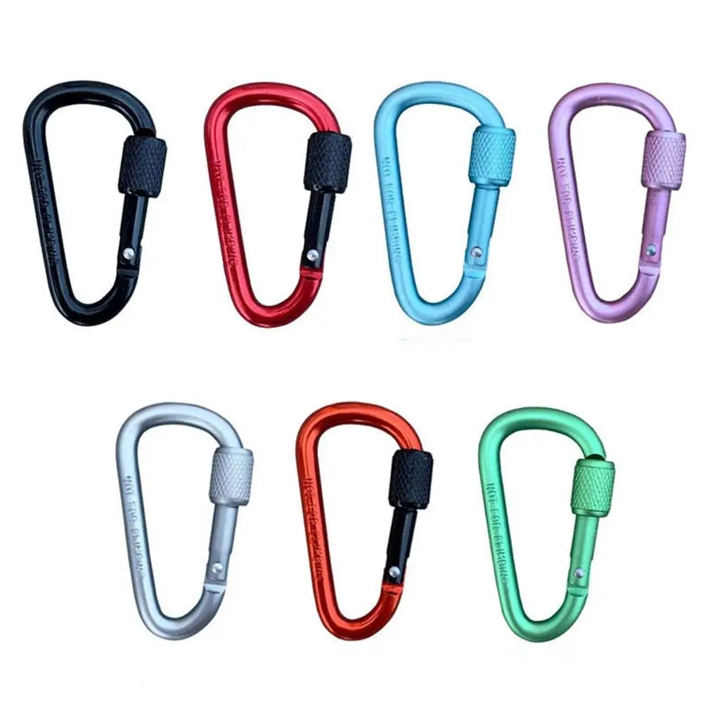 Aluminium Alloy D-shape Carabiner with Lock Multi Colors Outdoor Sports Buckle Safety Buckle Keychain Climbing Button