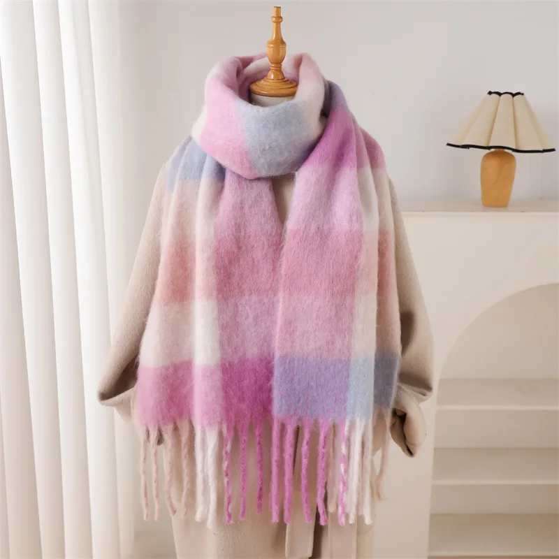 

2025 NEW Luxury Cashmere Women Plaid Scarf Winter Warm Shawl and Wrap Bandana Pashmina Long Tassel Female Foulard Thick Blanket