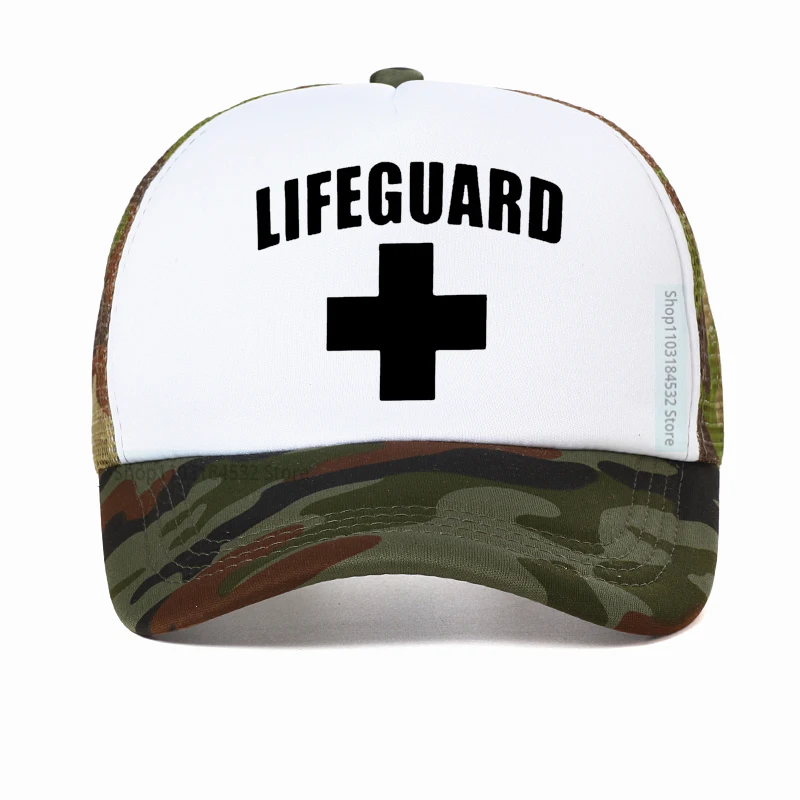 Casquette de baseball unisexe Red Lifeguard, chapeau de camionneur respirant en maille réglable, chapeaux drôles pour hommes, haute qualité,