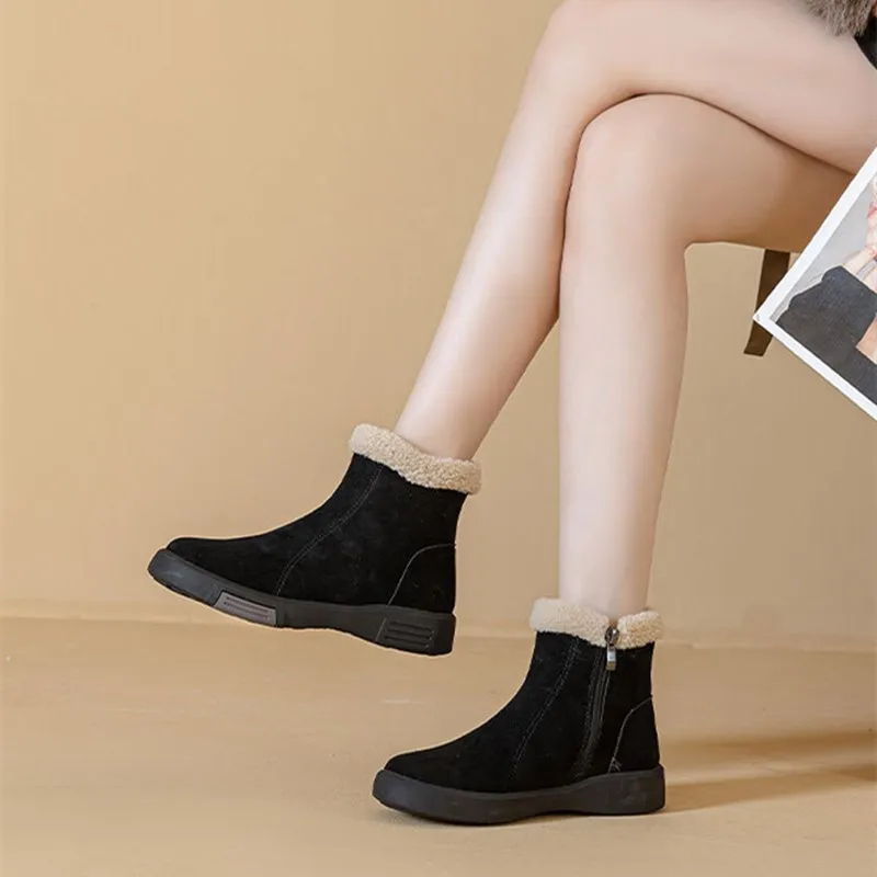 Women's Winter Boots with Sheepskin Lining for Warmth and Anti-slip Thick Soles, Women's Winter Snow Boots for Snowy Weather