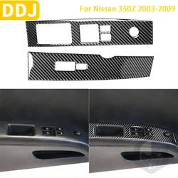 For Nissan 350Z Z33 2003-2005 Accessories Car Carbon Fiber Door Control Panel Window Lift Switch Button Cover Sticker