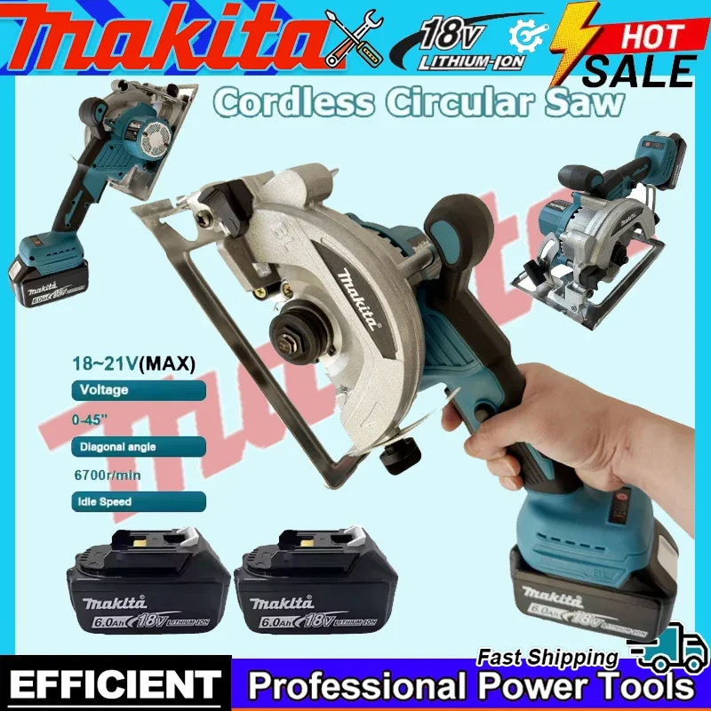 

Аккумуляторная циркулярная пила Makita 18В, 125 мм, 5000 об/мин, бесщеточная, для обработки дерева, с регулировкой угла реза до 45 градусов