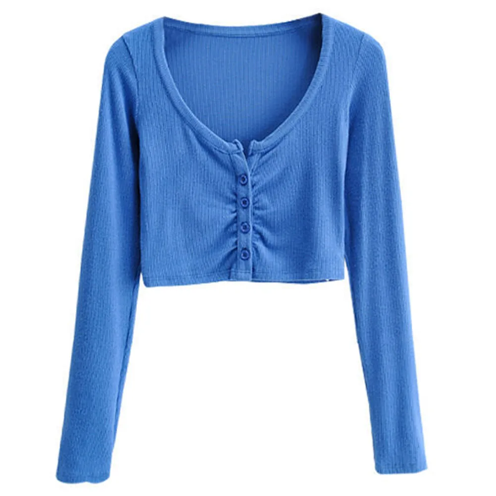 Bluzka codzienna na co dzień Bluzka z długim rękawem Bluzki z dekoltem w serek o kroju slim Casualowy styl Regularna długość Na co dzień na wyjście