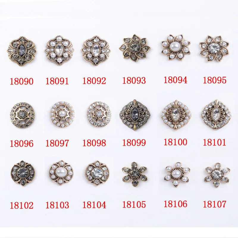 5 Pcs Rhinestone Pearl Flower Plate Diamond Button Jewelry Scarf For Hair Accessories DIY Decorative Clothing Handmade Material