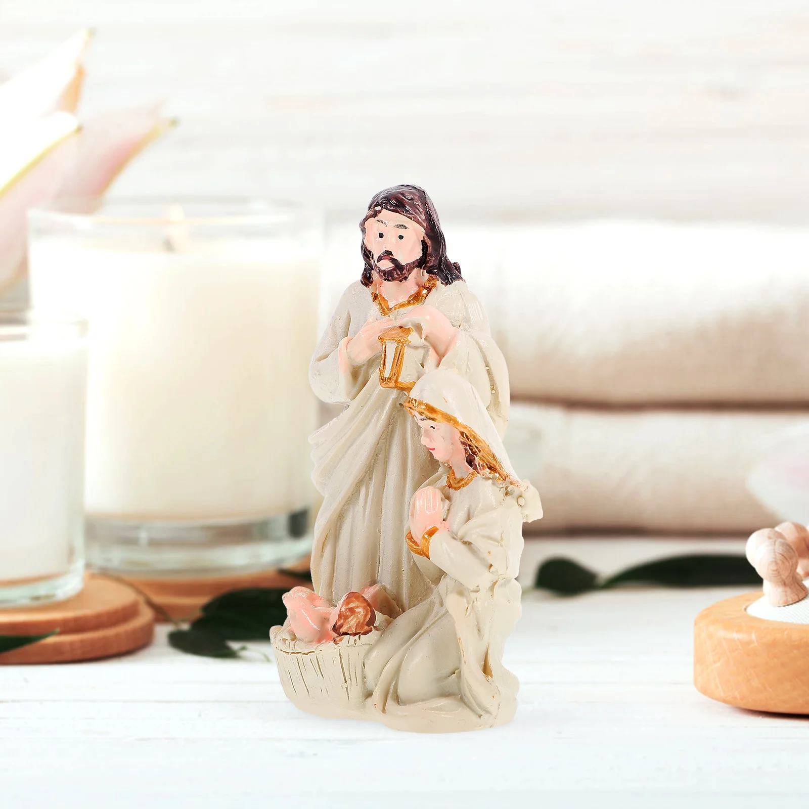 

Resin Nativity of Jesus Statue Desktop Decoration Small Jesus Born Scene Craft Religious Ornament Figure