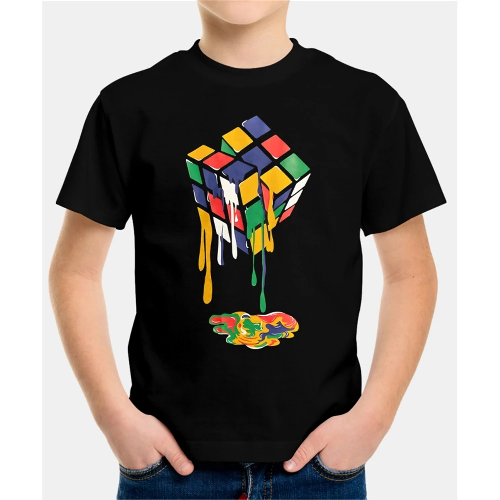 Children Clothing 3D Print T-Shirt Fashion Rubik’s Cube Pattern Tshirts Summer Boys Girls Tee Tops Streetwear Top Childs T-Shirt