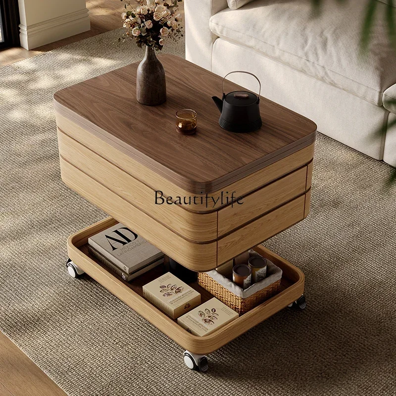 3 Многофункциональная легкая роскошная складная домашняя гостиная, передвижная маленькая тележка, чайный столик из цельного дерева в античном стиле