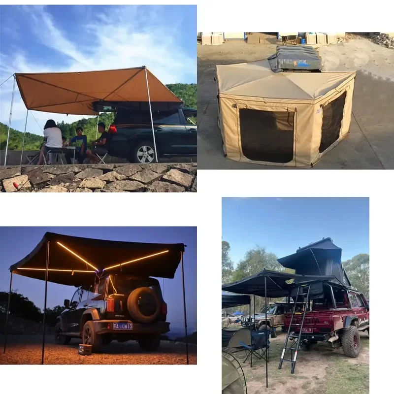 Free LOGO Factory Directly Portable Aluminum 270 Degree Car Awning for Camping with Side Foxwing Design