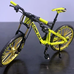 Mini bicicleta amarilla de aleación Retro, modelo de Metal fundido a presión, colección de simulación, juguetes para adultos, regalos, 1:10