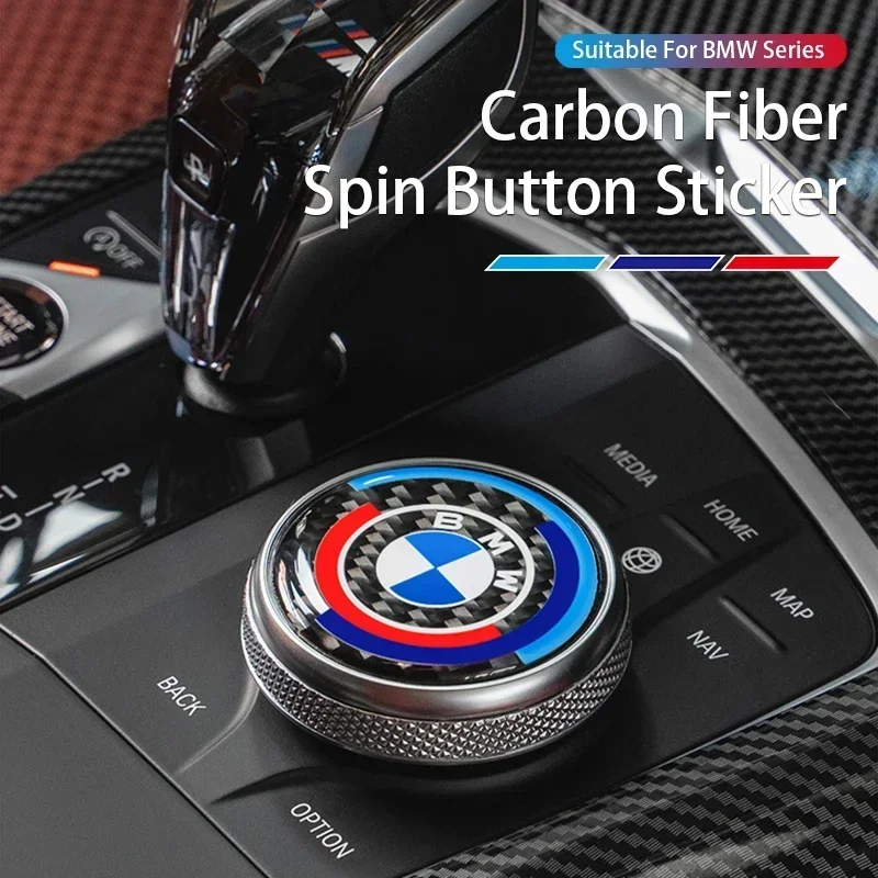 50th Anniversary Multimedia Button Cover Carbon Fiber Sticker For All BMW X1 X2 X3 X5 X6 X7 G30 G20 G32 G11 G12 F40 F30 F20 F10