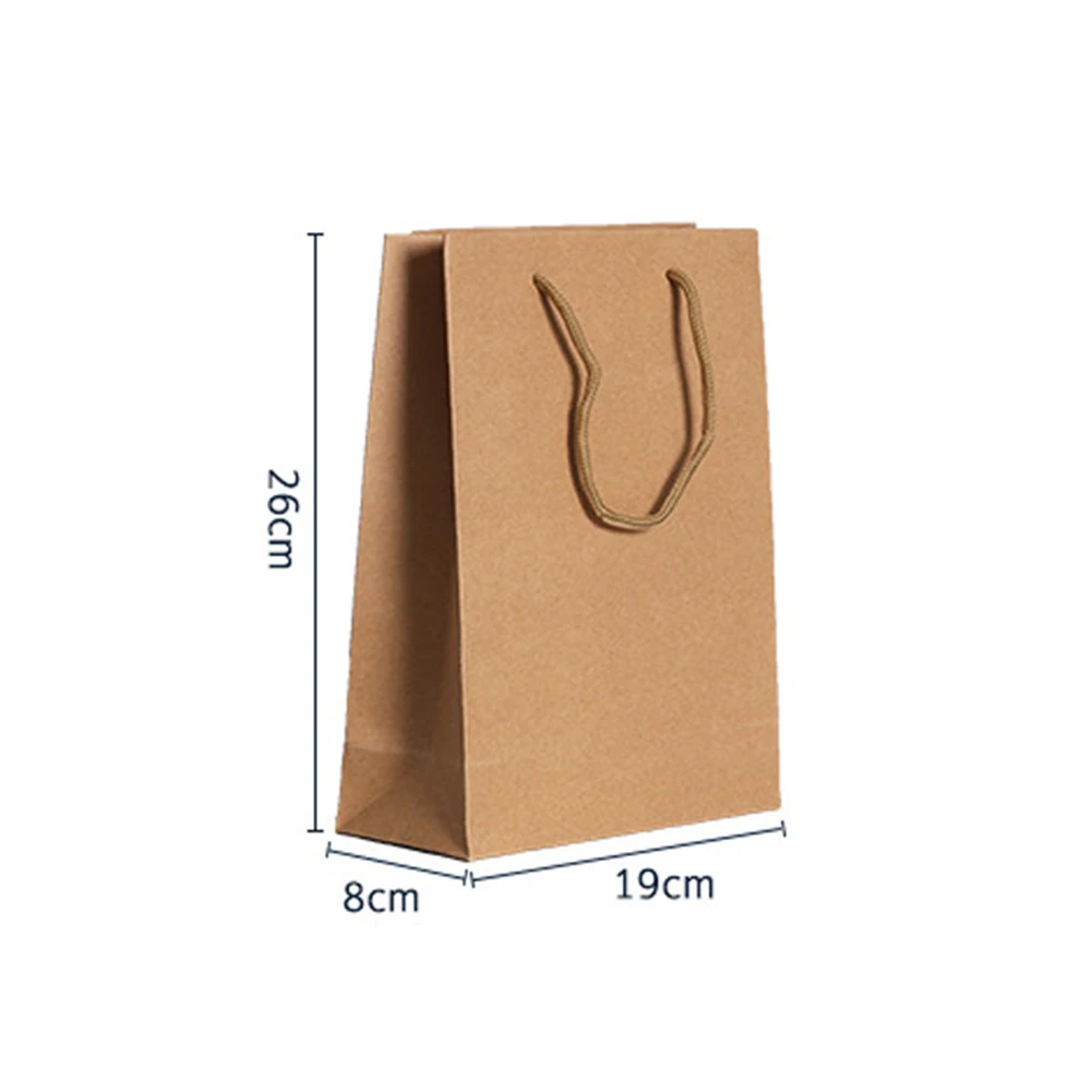 Brown Kraft Tote Bag Biodegradable Party Recyclable Shopping Smooth Carrier Bags Flat Handle Gift Home Paper Bags