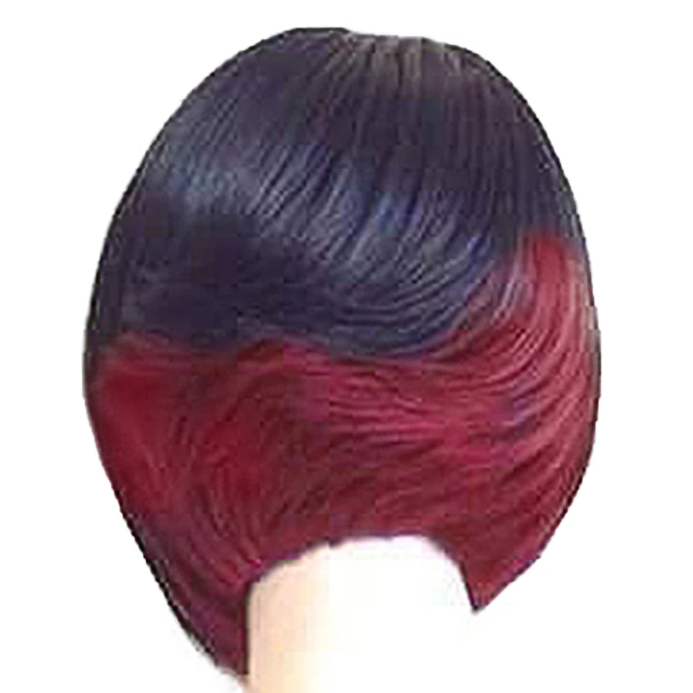 10 Inch Curly Wig Synthetic Black Mixed With Rose Red Wig Hair For Women Suitable For Women's Daily Use Weddings Music Festival