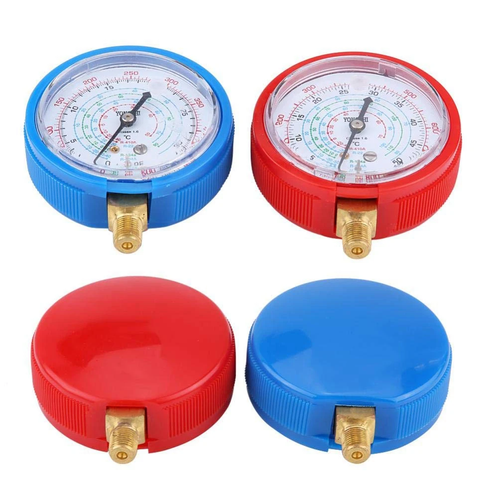 2Pcs Car Low Tester Gauge Car Air Conditioner Refrigerant Pressure Gauge Kit for R410A R134A R22 Refrigerant