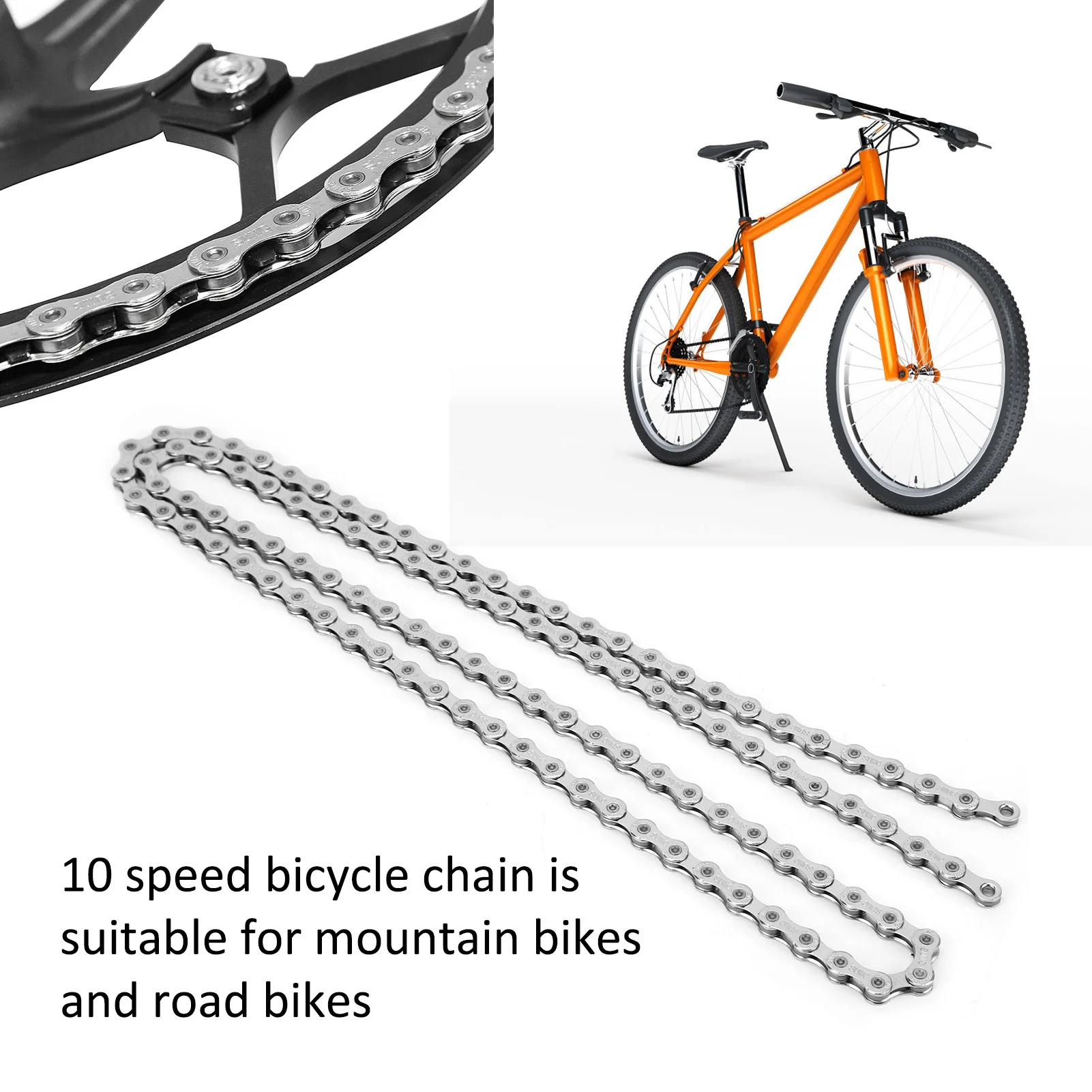 

10 Speed Bicycle Chain, Mountain Bike Chain, Rust-Proof Steel Mountain and Road Bike Chain with Quick Split Link