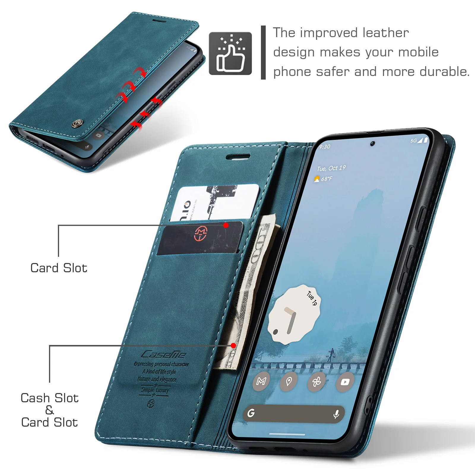 Business Retro Leather Phone Case for Google Pixel 10 9 8 Pro XL 10A 9A 8A 7 5G Luxury Magnetic Fip Card Slot Wallet Cover view 6