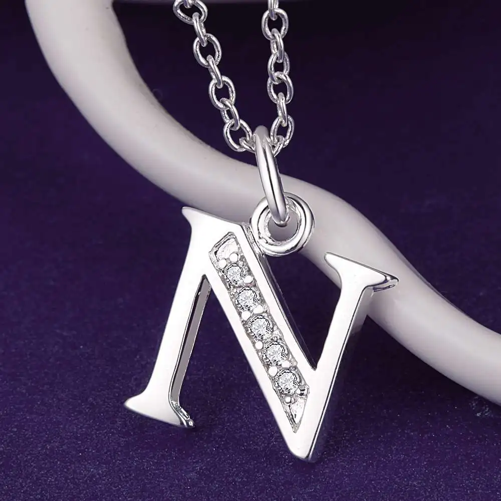 925 Sterling Silber 26 Buchstaben Halskette Anhänger für Damen Hochzeit Verlobung Schmuck Mode Klassiker Geschenk Party Hohe Qualität – Detail 11