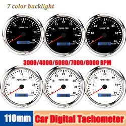 Contagiri universale di velocità da 110 mm con misuratore di giri 3k/4k/6k/7k/8k per auto barca marina sensore contachilometri digitale LED a 7 colori M18