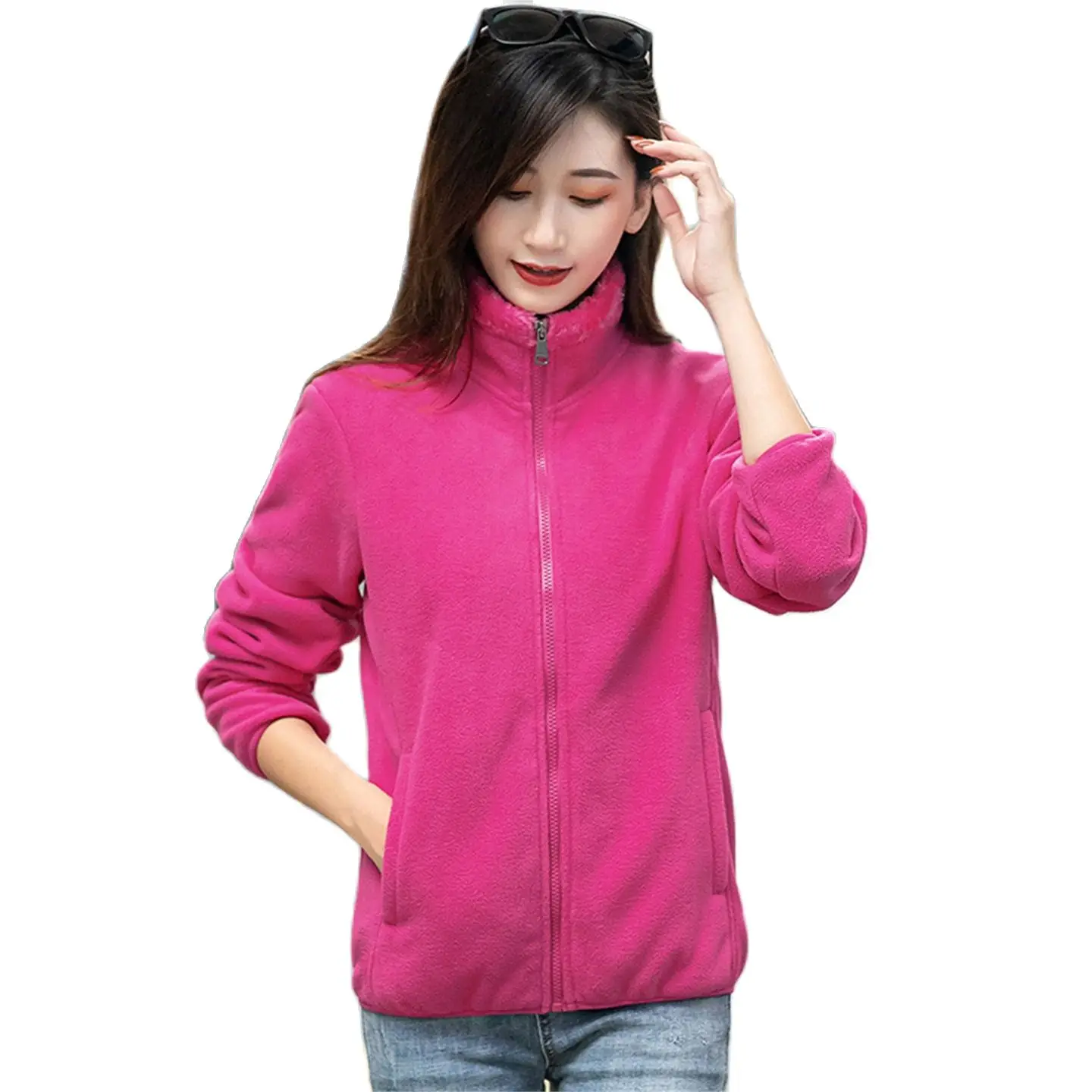 Winter Thick Polar Fleece Jacket Women's Outdoor Camping Hiking Thermal Coral Velvet Coat Loose Casual Top Windbreaker Lining