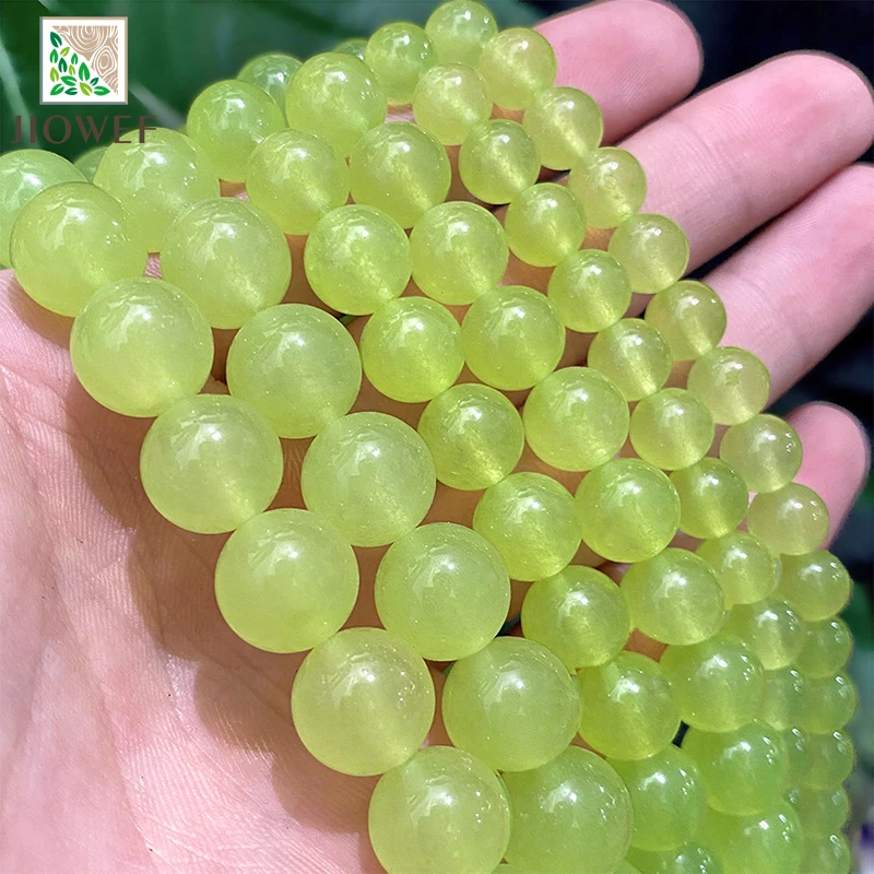 Smooth Natural Stone Grape Green Jades Spacer Beads 4/6/8/10/12/14mm Fashion DIY Bracelet Accessories for Jewelry Making 15