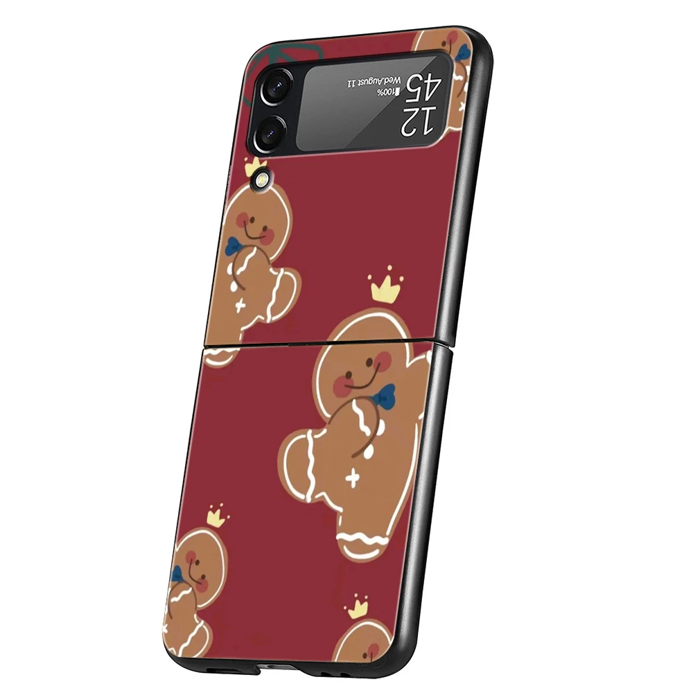 New Year Christmas Hard PC Phone Case For Samsung Galaxy Z Flip 6 5 4 Black Cover For Galaxy Z Flip 3 Foldable Shockproof Capas – Detail 1