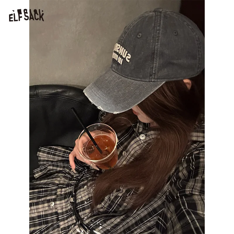 

ELFSACK 2025, осеннее новое поступление, уличная одежда, потертая матовая бейсболка с вышивкой букв для женщин