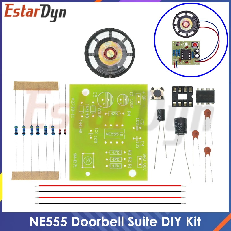 NE555 Doorbell Suite Produkcja elektroniczna Doorbell Suite Zestaw do samodzielnego montażu Ding dong dzwonek do drzwi PCB laboratorium spawalnicze