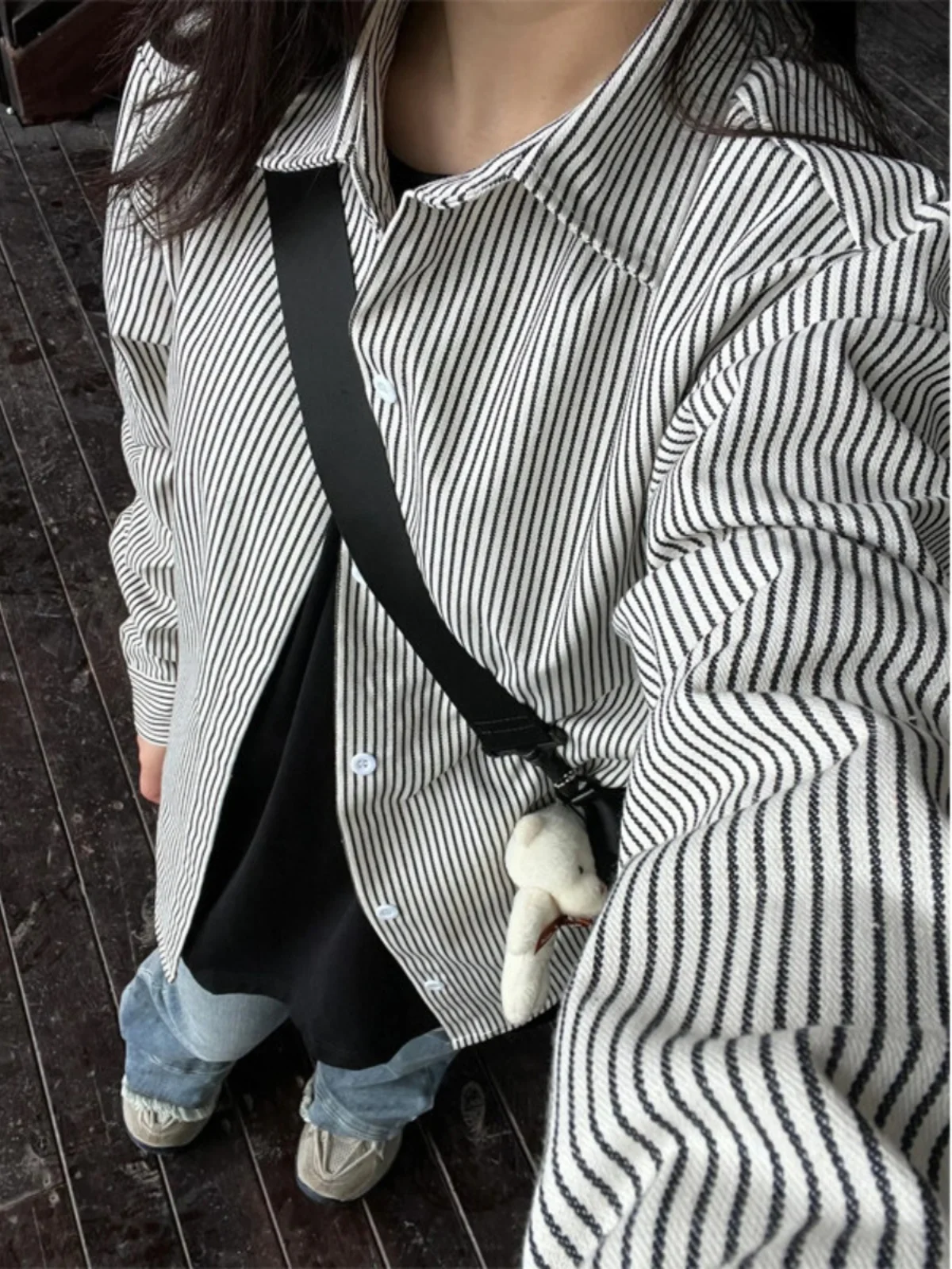 

Cleanfit Men's Striped Shirt Thin Long Sleeve Summer Fashionable Classic American Retro Couple Outerwear Loose Fit Youth Trend