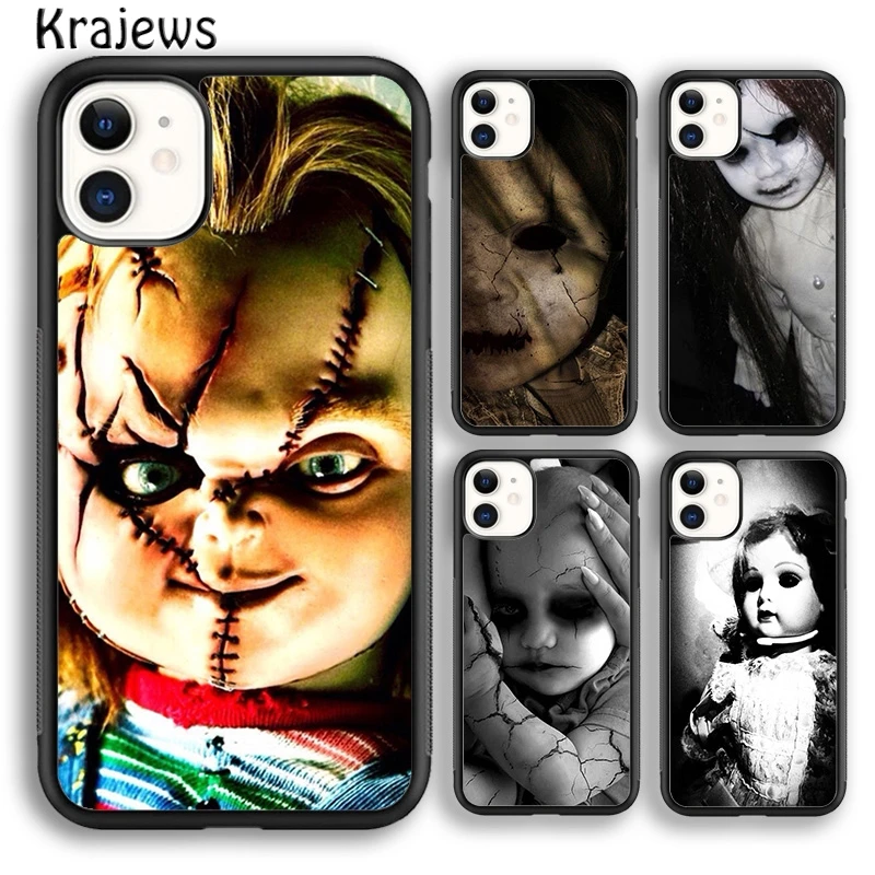 Krajews Creepy Baby Doll Horror Soft Phone Case Cover For iPhone 16 15 SE2020 14 6 7 8 plus 11 12 13 pro max coque Fundas