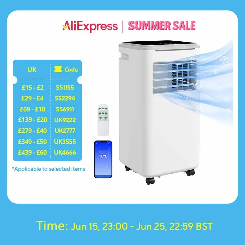 HOMCOM 9000 BTU Portable Air Conditioner Unit with WiFi Smart App, 20m²