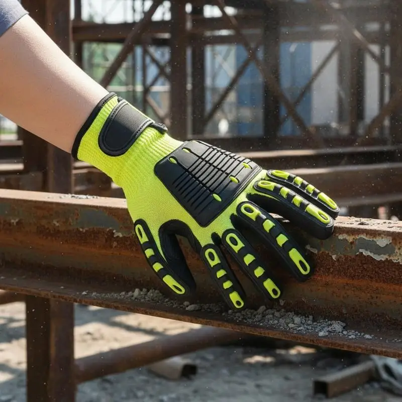 Cut Resistant Safety Work Glove Anti Vibration Anti Impact Oil-proof Protective With Nitrile Dipped Palm Glove For Working