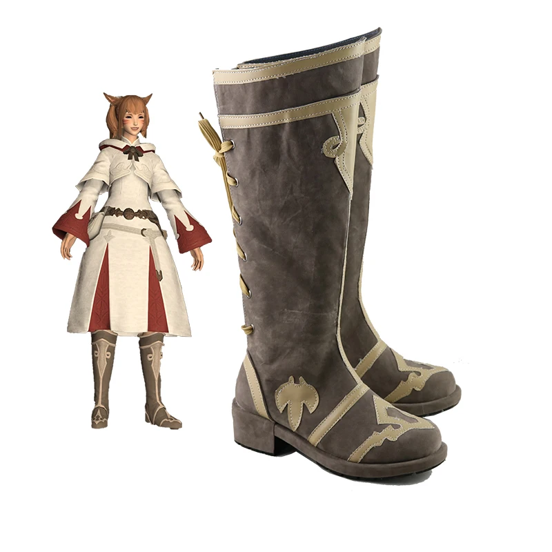 أحذية FFXIV FF14 White Mage التأثيرية أحذية حفلات الهالوين مصنوعة بأي حجم