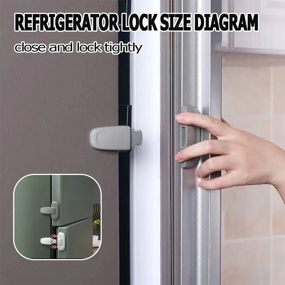 Double Buckle Fridge Lock Pinching Protection Door Lock Catch Refrigerator Lock Kids Protect Accident Prevention Baby Proof Lock