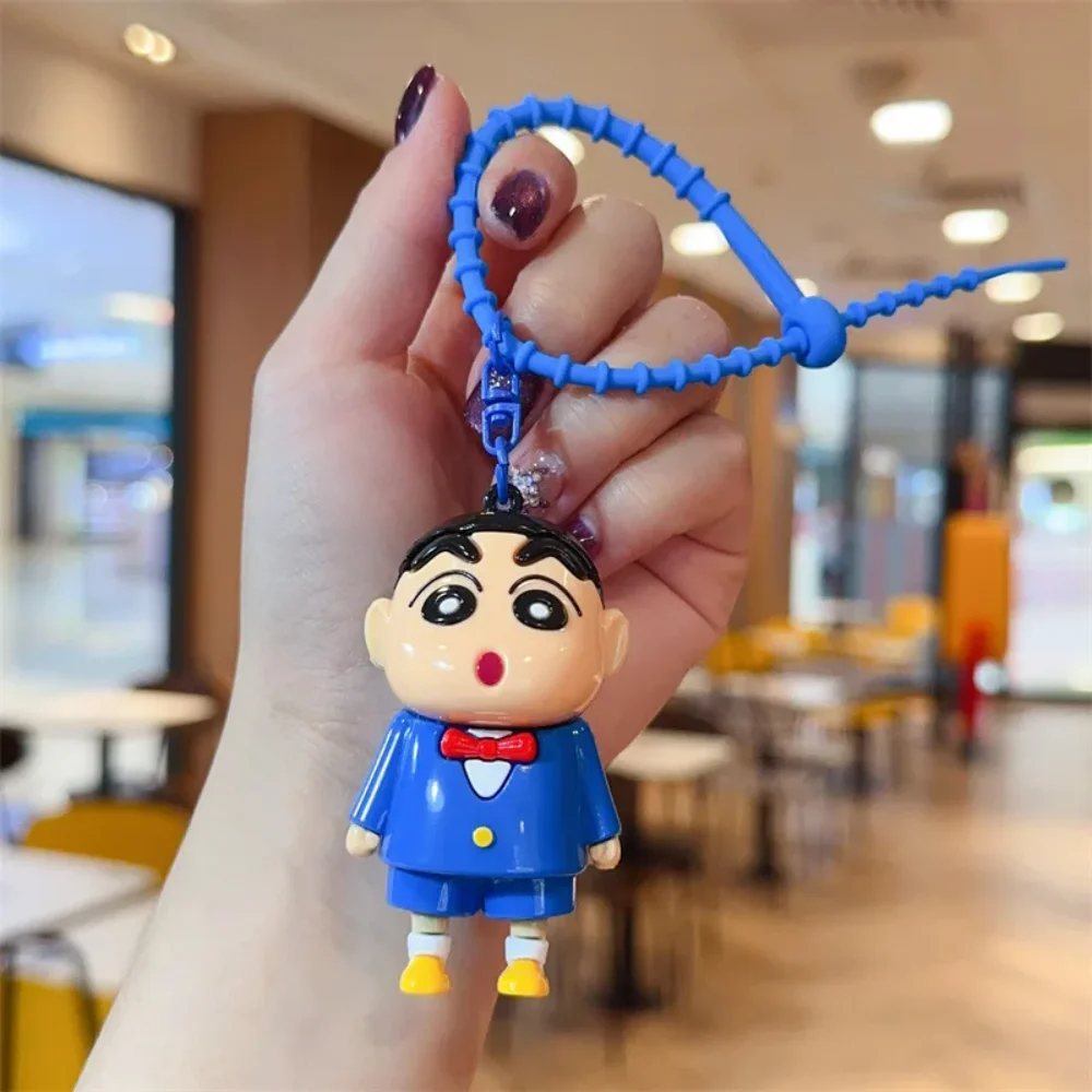 새로운 크레용 신짱 인형 키 체인 장식 귀여운 만화 학생 Schoolbag 펜던트 열쇠 고리 액세서리 장난감 소녀 선물
